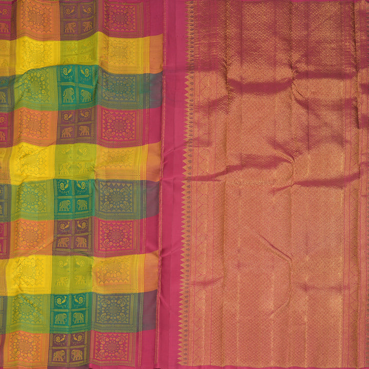 Hayagrivas Handloom Multicolour Checks Kanjivaram Silk Saree SSKBF154H1-1