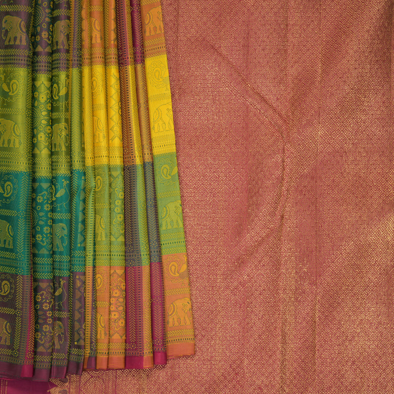 Hayagrivas Handloom Multicolour Checks Kanjivaram Silk Saree SSKBF154H1-1