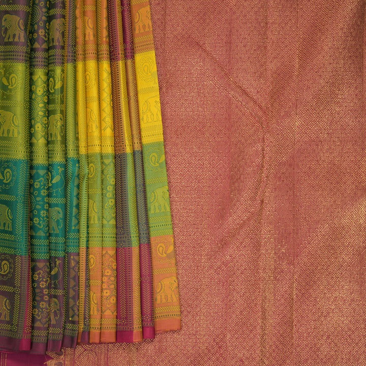 Hayagrivas Handloom Multicolour Checks Kanjivaram Silk Saree SSKBF154H1-1