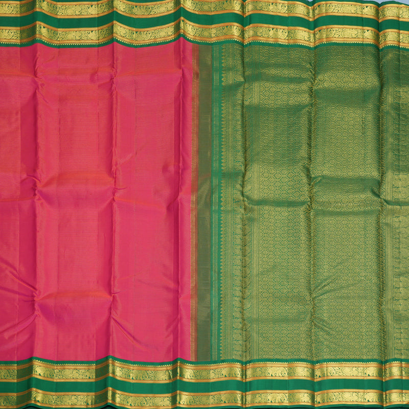 Hayagrivas Handloom Pink Kanjivaram Silk Saree with Green Border SSKBF154H4-1
