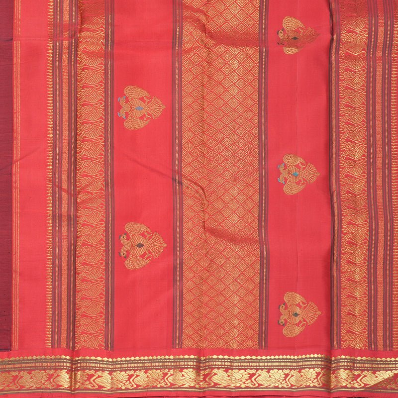 Hayagrivas Handloom Black Kanjivaram Silk Saree with Red Border SSKBF154H8-1