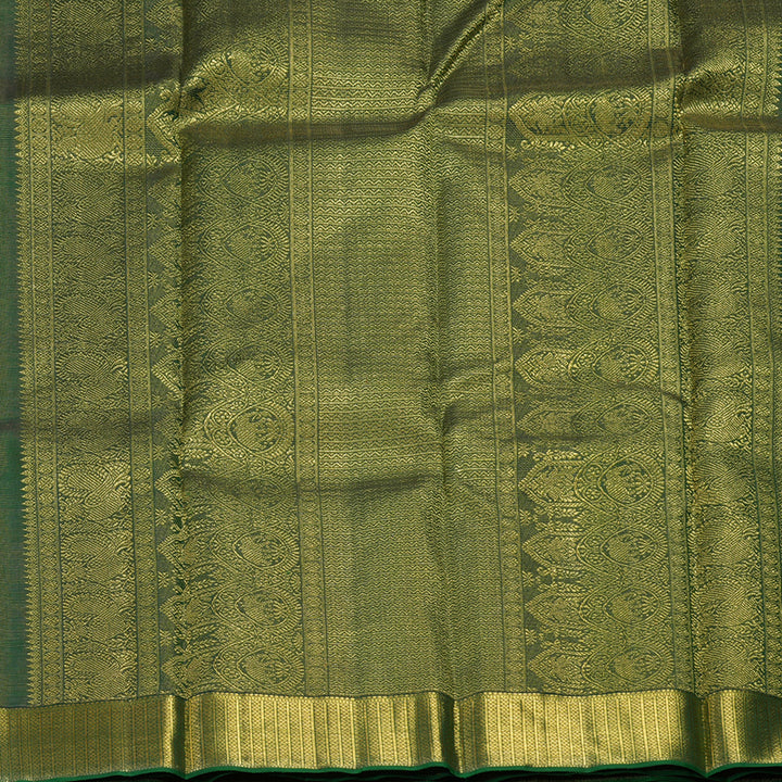 Hayagrivas Handloom Bottle Green Kanjivaram Silk Saree SSKBF20D1-1