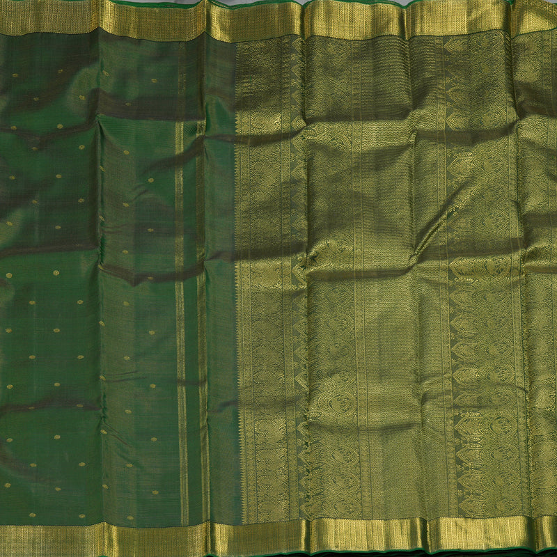 Hayagrivas Handloom Bottle Green Kanjivaram Silk Saree SSKBF20D1-1