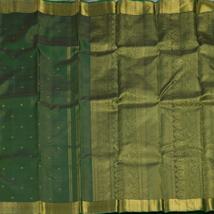 Hayagrivas Handloom Bottle Green Kanjivaram Silk Saree SSKBF20D1-1