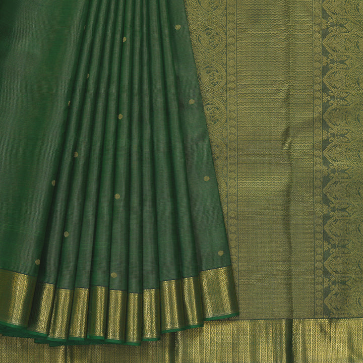Hayagrivas Handloom Bottle Green Kanjivaram Silk Saree SSKBF20D1-1