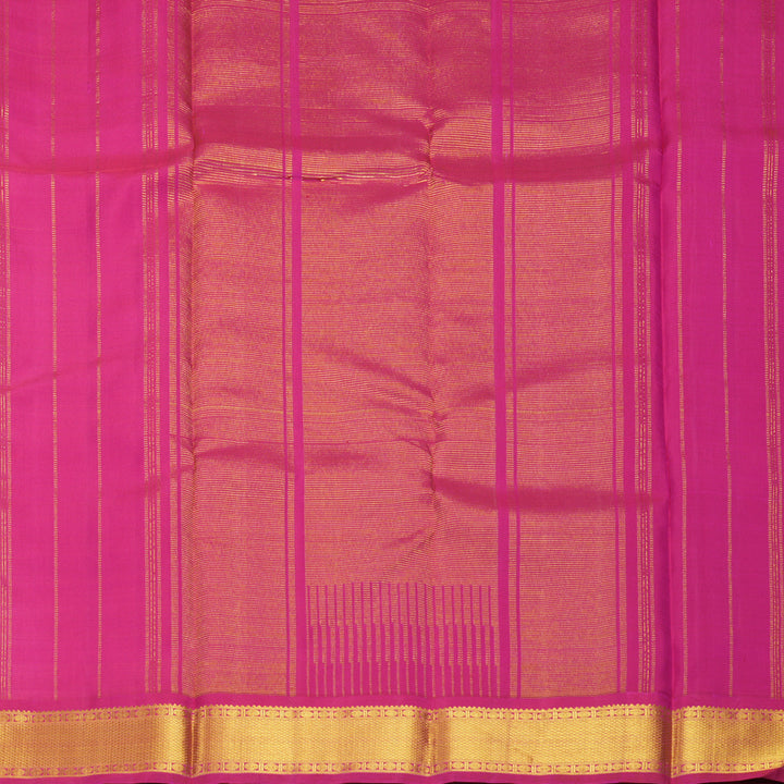 Hayagrivas Handloom Mustard Yellow Kanjivaram Silk Saree with Pink Border SSKBF29D2-2