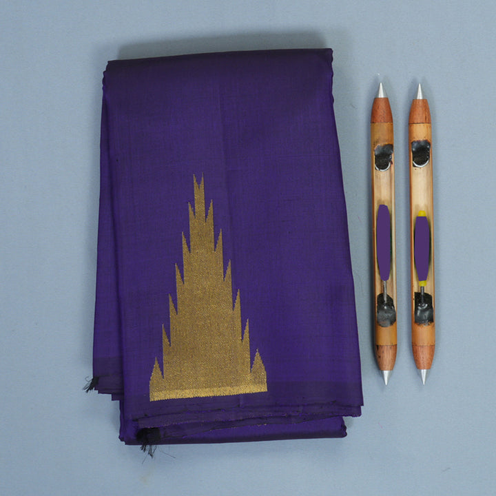 Hayagrivas Handloom Purplish-Blue Kanjivaram Silk Saree SSKBF2D6-2