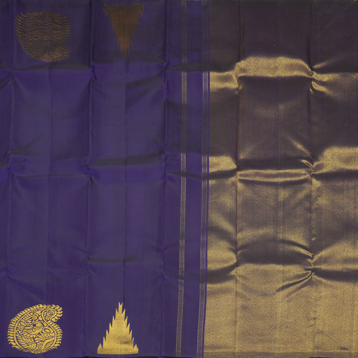 Hayagrivas Handloom Purplish-Blue Kanjivaram Silk Saree SSKBF2D6-2