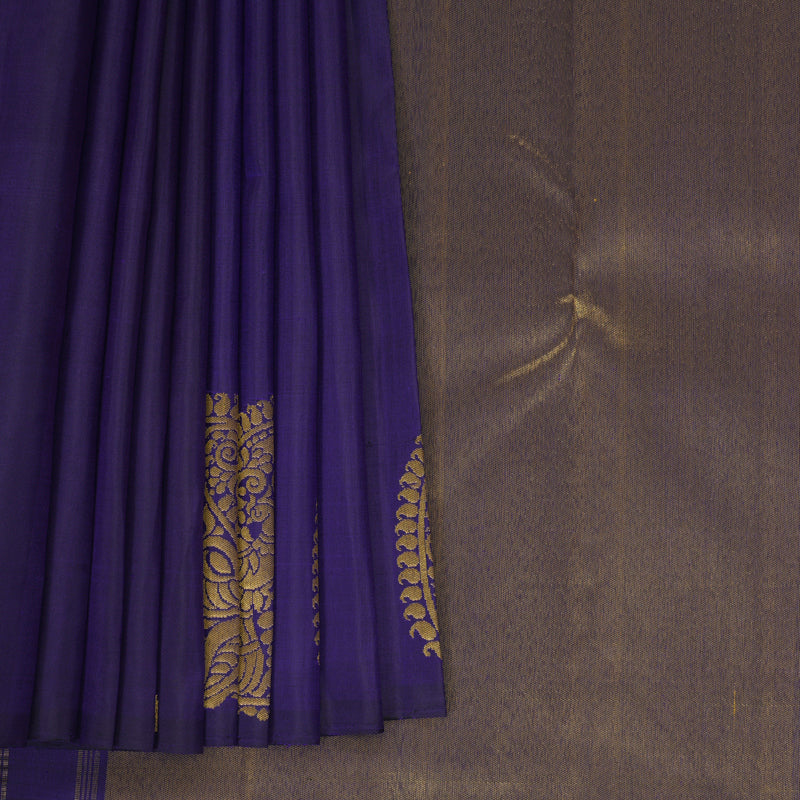 Hayagrivas Handloom Purplish-Blue Kanjivaram Silk Saree SSKBF2D6-2