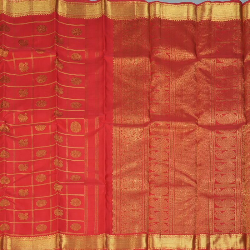Hayagrivas Handloom Red Kanjivaram Silk Saree SSKBF39D1-1