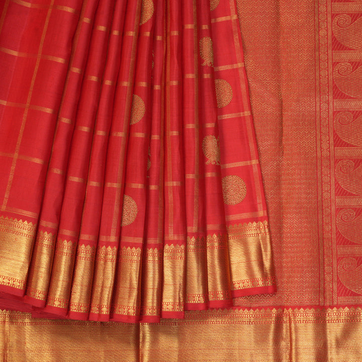 Hayagrivas Handloom Red Kanjivaram Silk Saree SSKBF39D1-1