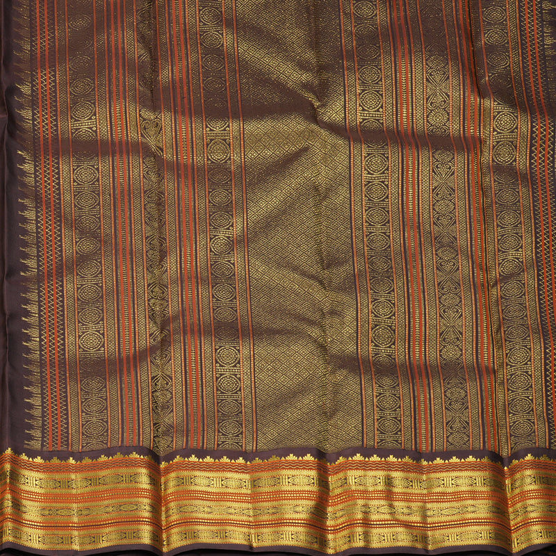 Hayagrivas Handloom Pista Green Kanjivaram Silk Saree with Dark Brown Border SSKBF39D3-1