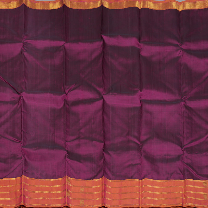 Hayagrivas Handloom Purple Kanjivaram Silk Saree with Orangish-Pink Border SSKBF40D1-2