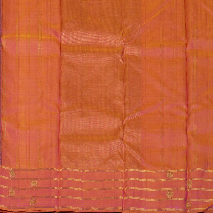 Hayagrivas Handloom Purple Kanjivaram Silk Saree with Orangish-Pink Border SSKBF40D1-2