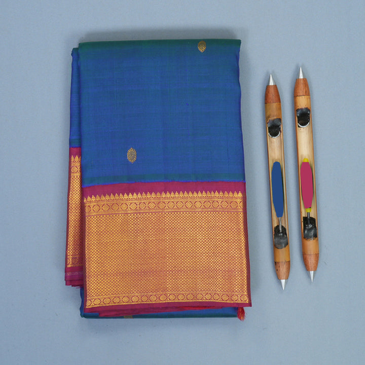 Hayagrivas Handloom Mayilkazhuthu Kanjivaram Silk Saree with Dark Pink Border SSKBF43D9-1