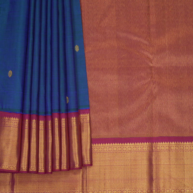 Hayagrivas Handloom Mayilkazhuthu Kanjivaram Silk Saree with Dark Pink Border SSKBF43D9-1