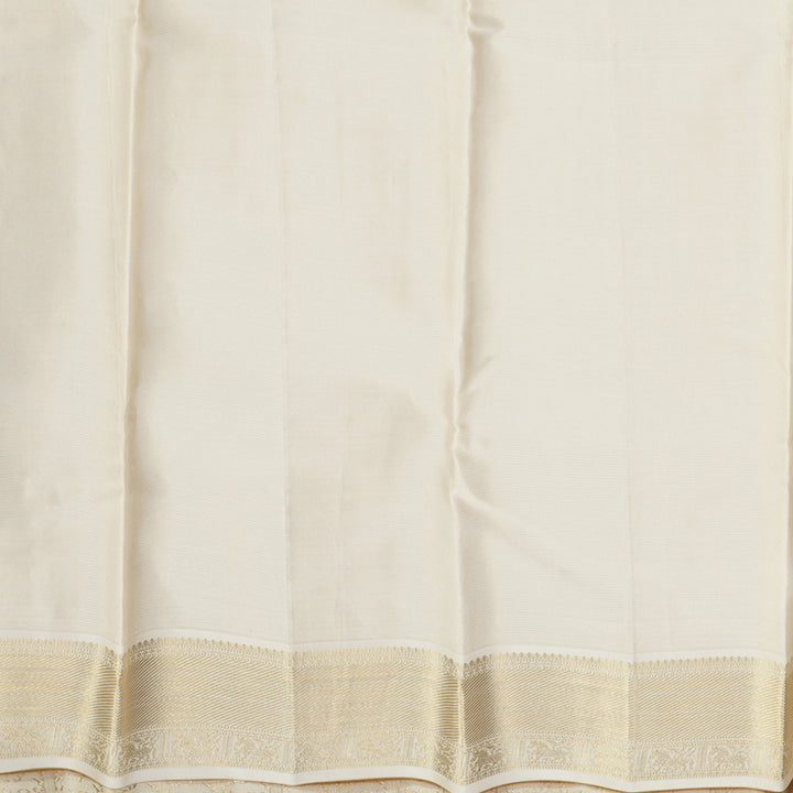 Hayagrivas Handloom Half-White Kanjivaram Silk Saree SSKBF47D7-2