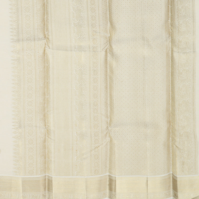 Hayagrivas Handloom Half-White Kanjivaram Silk Saree SSKBF47D7-2