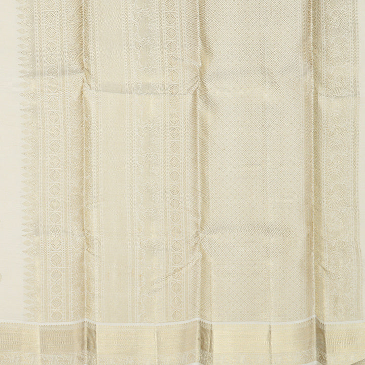 Hayagrivas Handloom Half-White Kanjivaram Silk Saree SSKBF47D7-2