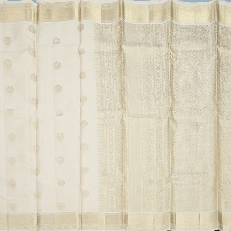 Hayagrivas Handloom Half-White Kanjivaram Silk Saree SSKBF47D7-2