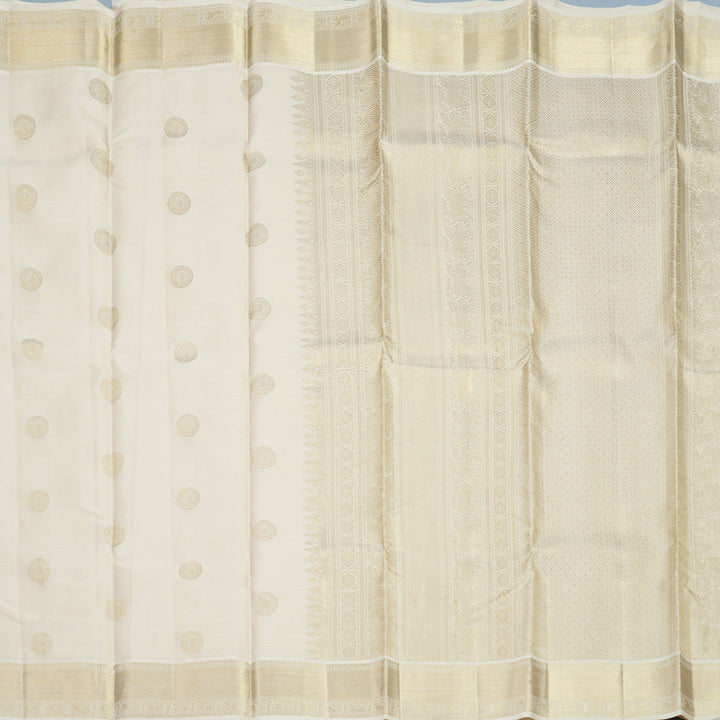Hayagrivas Handloom Half-White Kanjivaram Silk Saree SSKBF47D7-2