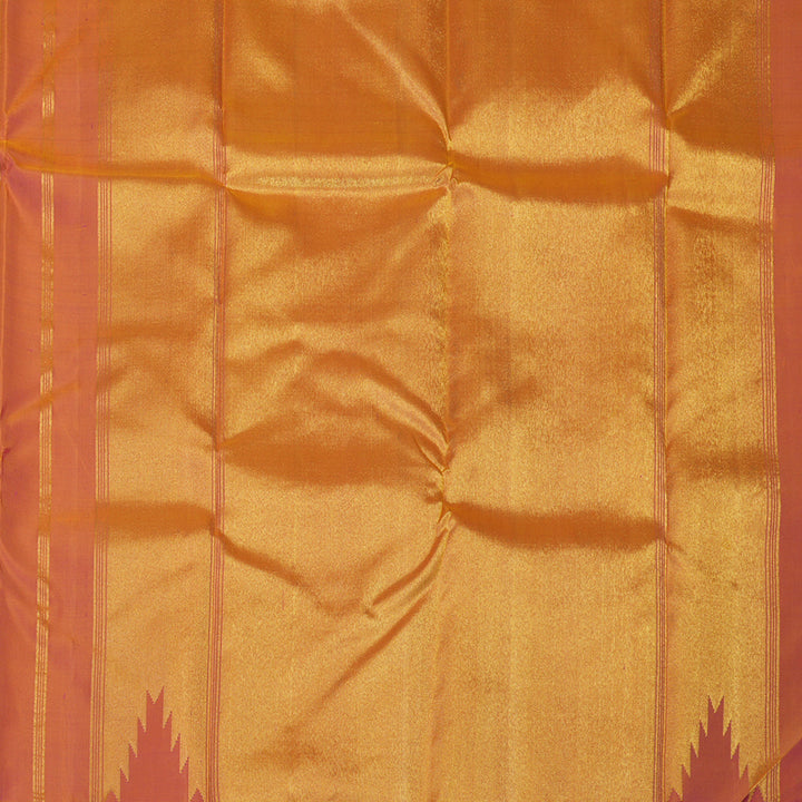 Hayagrivas Handloom Yellow Kanjivaram Silk Saree with Temple Border SSKBF4D3-1