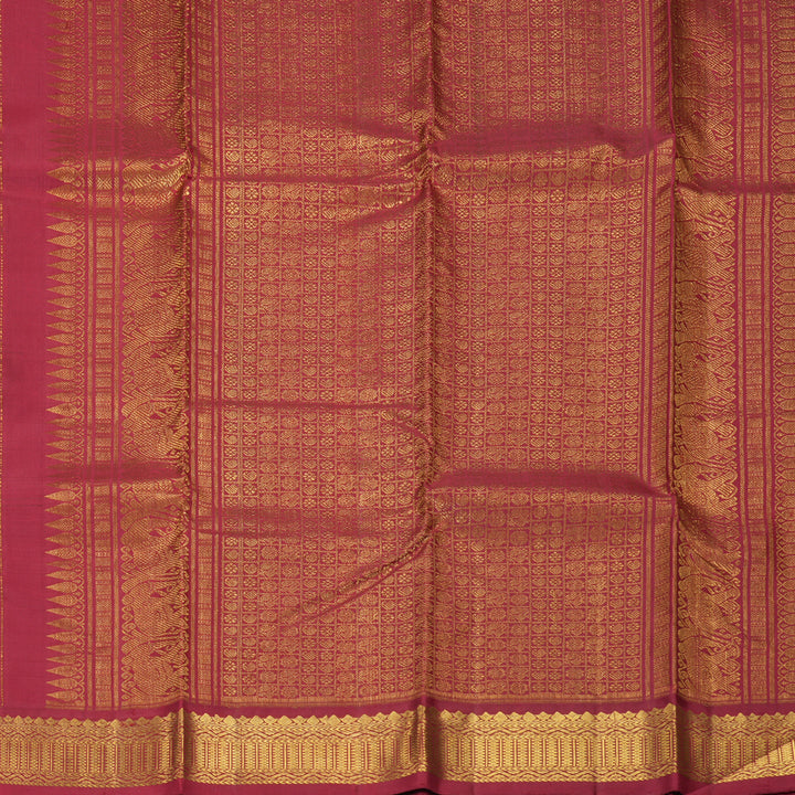 Hayagrivas Handloom Bottle Green Kanjivaram Silk Saree with Maroon Border SSKBF50E6-4