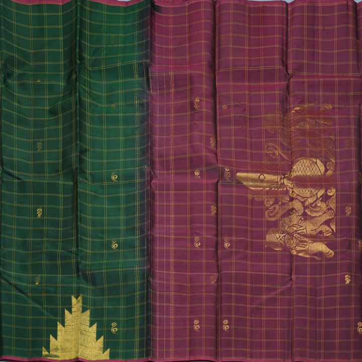 Hayagrivas Handloom Bottle Green Kanjivaram Silk Saree SSKBF60E1-3