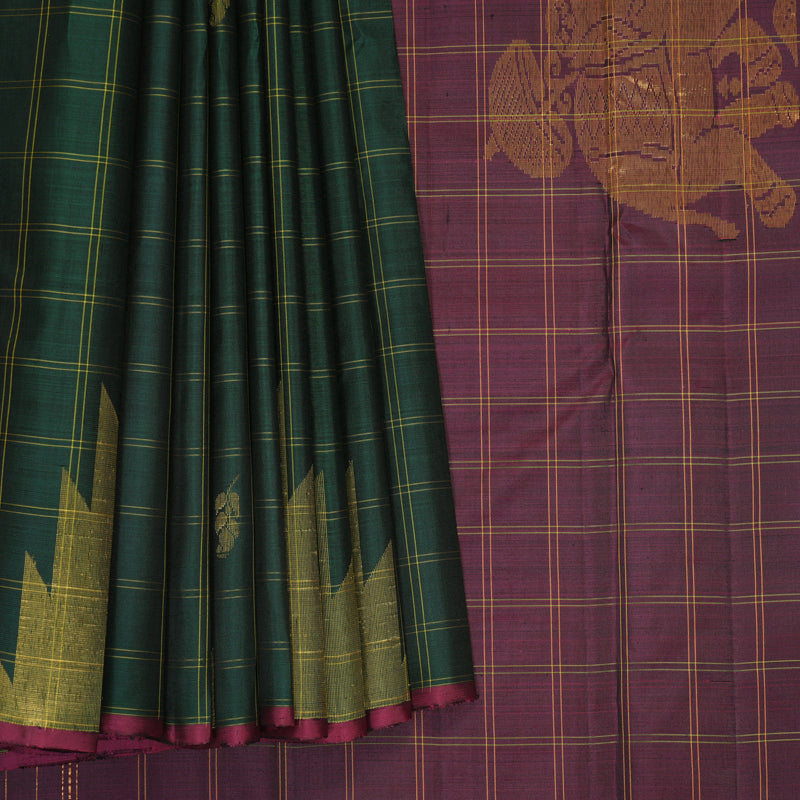 Hayagrivas Handloom Bottle Green Kanjivaram Silk Saree SSKBF60E1-3