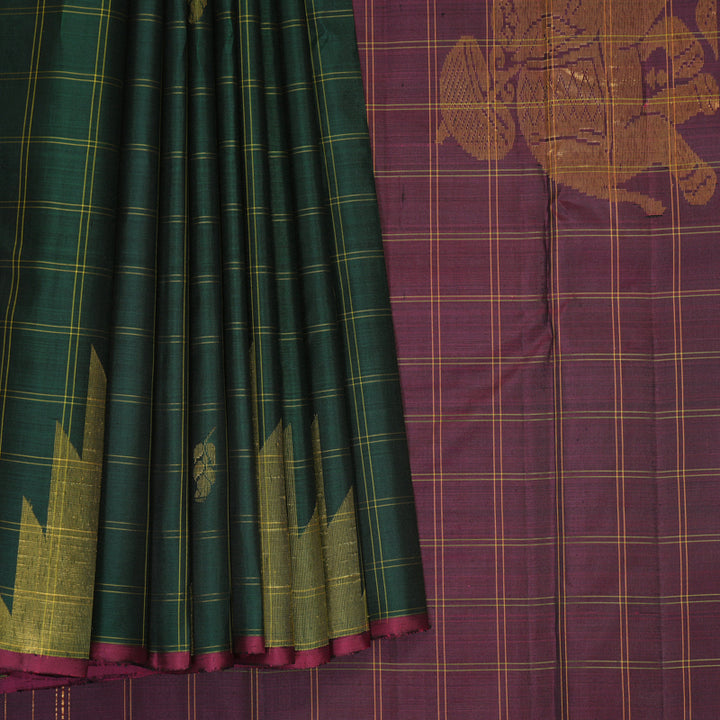 Hayagrivas Handloom Bottle Green Kanjivaram Silk Saree SSKBF60E1-3