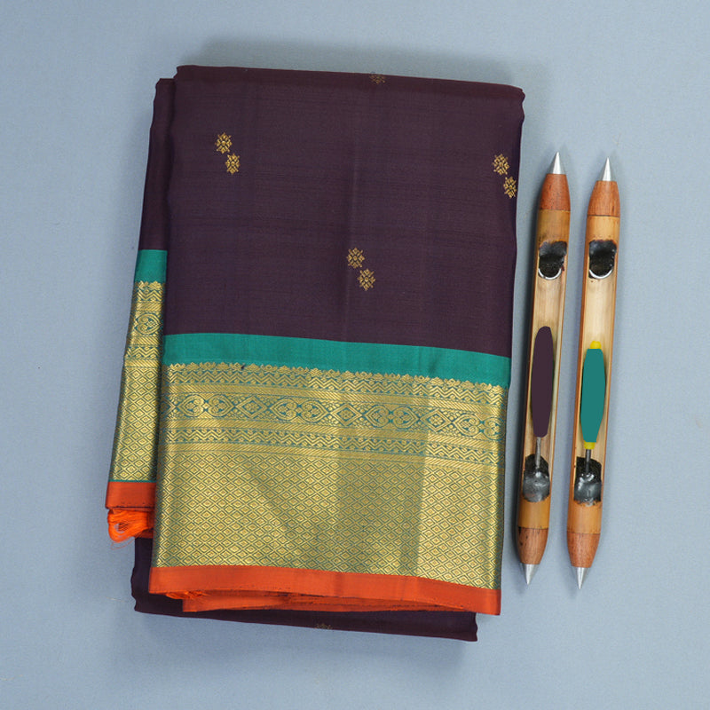 Hayagrivas Handloom Deep Nagapazham Kanjivaram Silk Saree with Teal Green Border SSKBF60E11-10