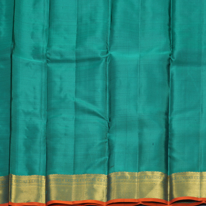 Hayagrivas Handloom Deep Nagapazham Kanjivaram Silk Saree with Teal Green Border SSKBF60E11-10