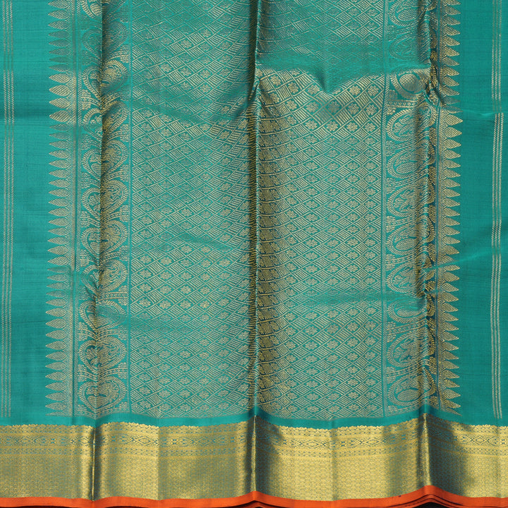 Hayagrivas Handloom Deep Nagapazham Kanjivaram Silk Saree with Teal Green Border SSKBF60E11-10