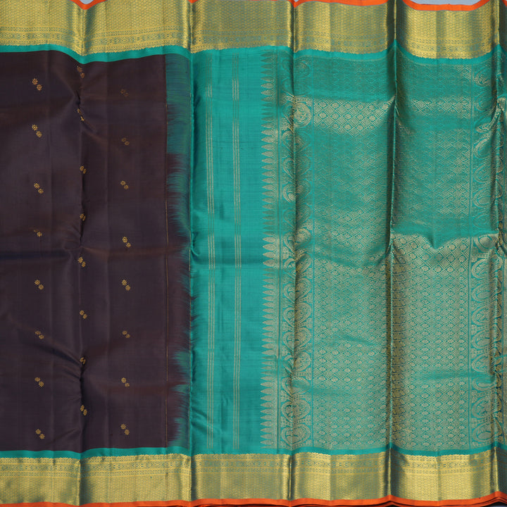 Hayagrivas Handloom Deep Nagapazham Kanjivaram Silk Saree with Teal Green Border SSKBF60E11-10