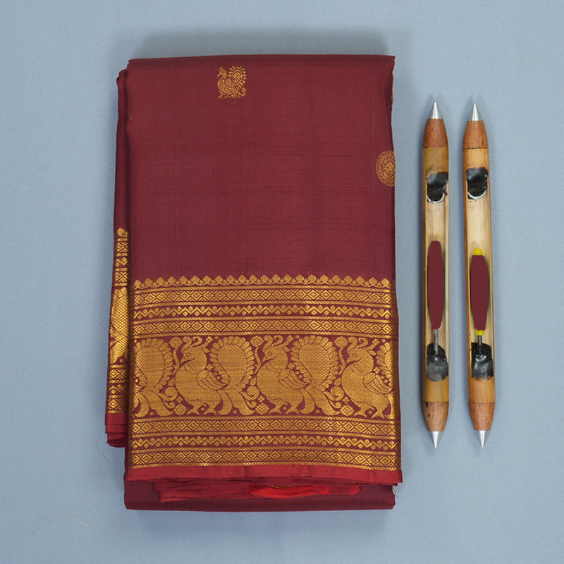 Hayagrivas Handloom Maroon Kanjivaram Silk Saree SSKBF60E11-16