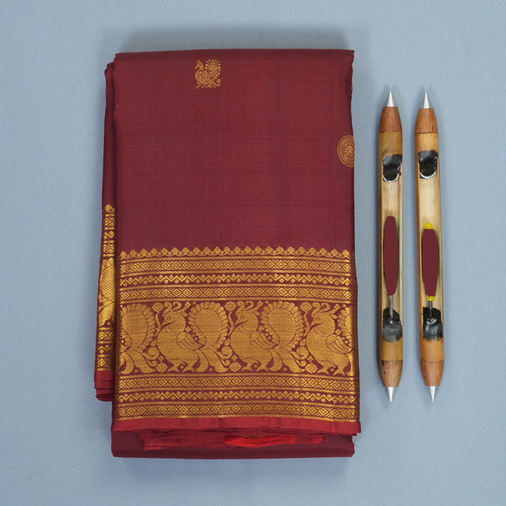 Hayagrivas Handloom Maroon Kanjivaram Silk Saree SSKBF60E11-16