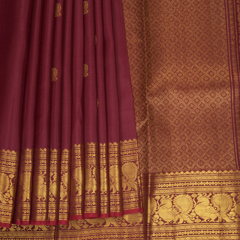 Hayagrivas Handloom Maroon Kanjivaram Silk Saree SSKBF60E11-16