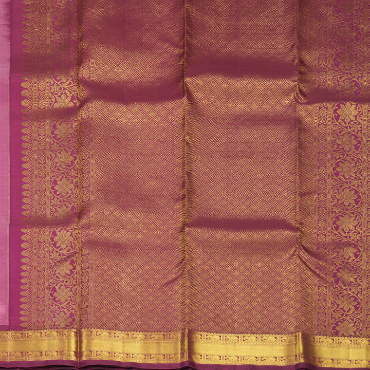 Hayagrivas Handloom Rose Pink Kanjivaram Silk Saree with Wine Purple Border SSKBF60E11-3