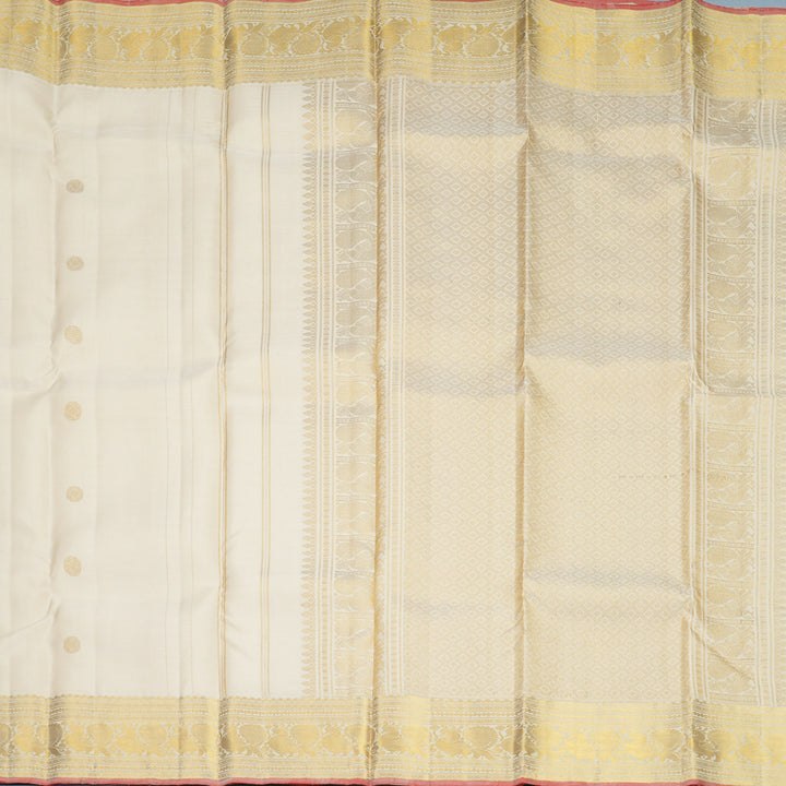 Hayagrivas Handloom Half-White Kanjivaram Silk Saree SSCKBF60E11-4