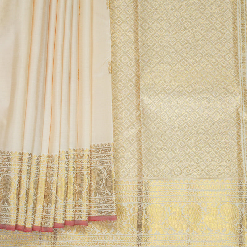 Hayagrivas Handloom Half-White Kanjivaram Silk Saree SSCKBF60E11-4