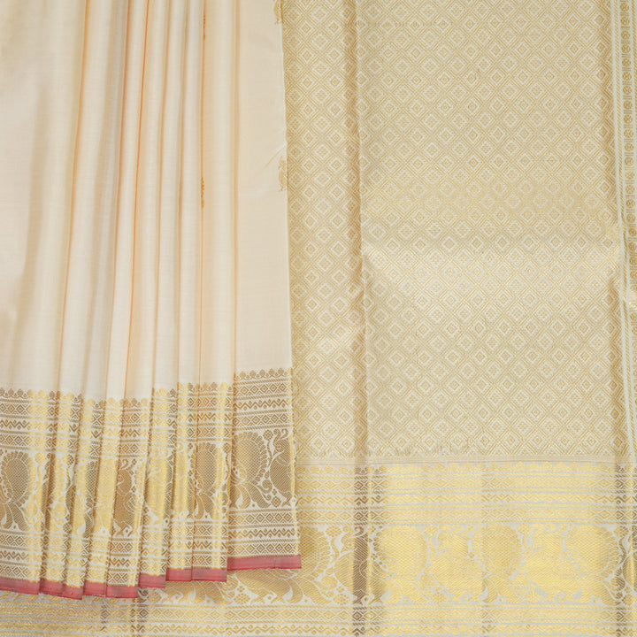 Hayagrivas Handloom Half-White Kanjivaram Silk Saree SSCKBF60E11-4