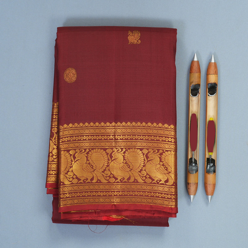 Hayagrivas Handloom Maroon Kanjivaram Silk Saree SSKBF60E11-8