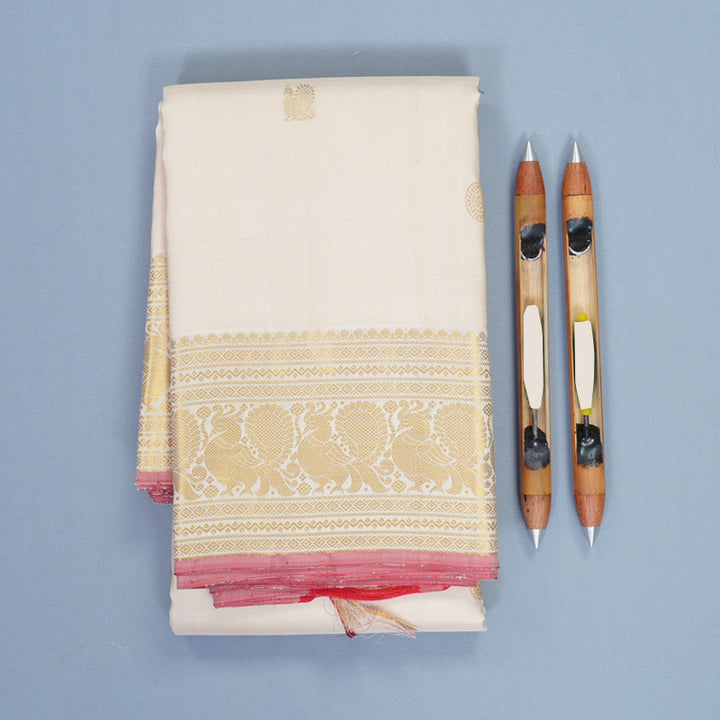 Hayagrivas Handloom Half-White Kanjivaram Silk Saree SSKBF60E11-9