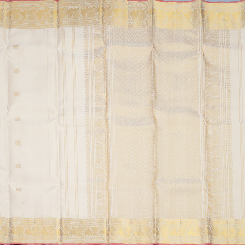 Hayagrivas Handloom Half-White Kanjivaram Silk Saree SSKBF60E11-9