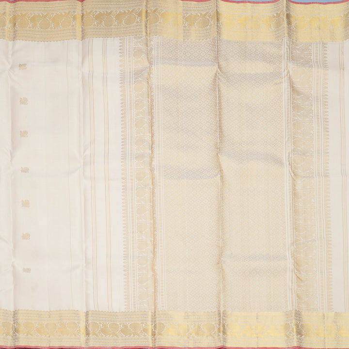 Hayagrivas Handloom Half-White Kanjivaram Silk Saree SSKBF60E11-9