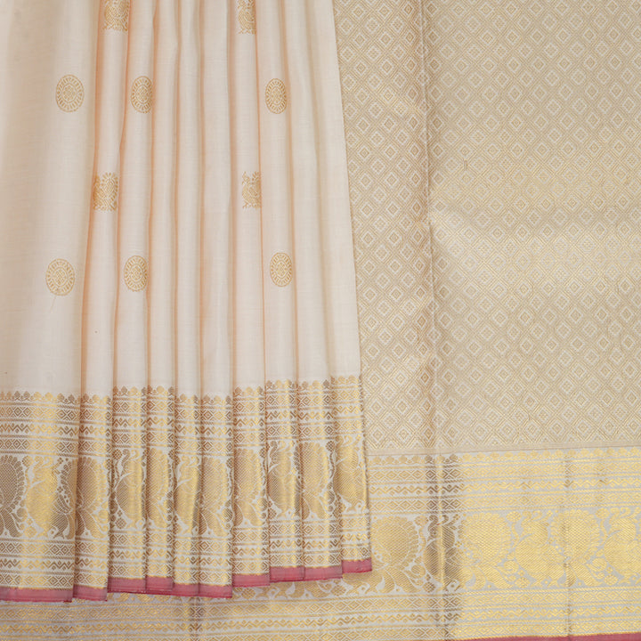 Hayagrivas Handloom Half-White Kanjivaram Silk Saree SSKBF60E11-9