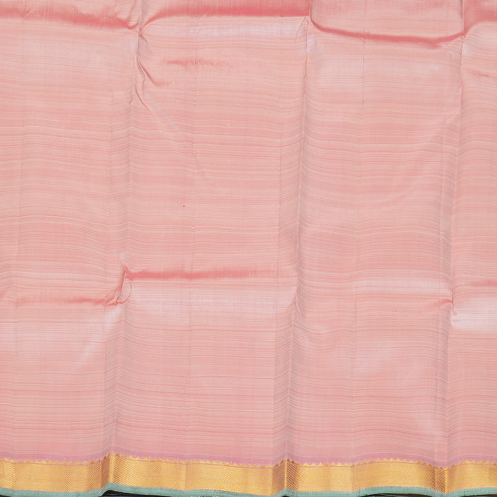 Hayagrivas Handloom Half-White Kanjivaram Silk Saree with Onion Pink Border SSKBF60E2-1