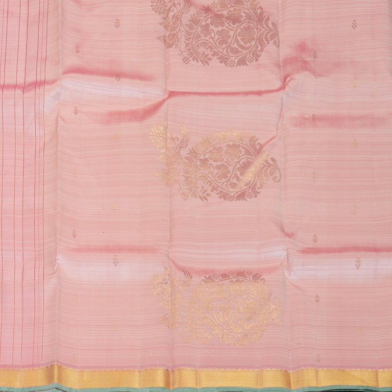 Hayagrivas Handloom Half-White Kanjivaram Silk Saree with Onion Pink Border SSKBF60E2-1