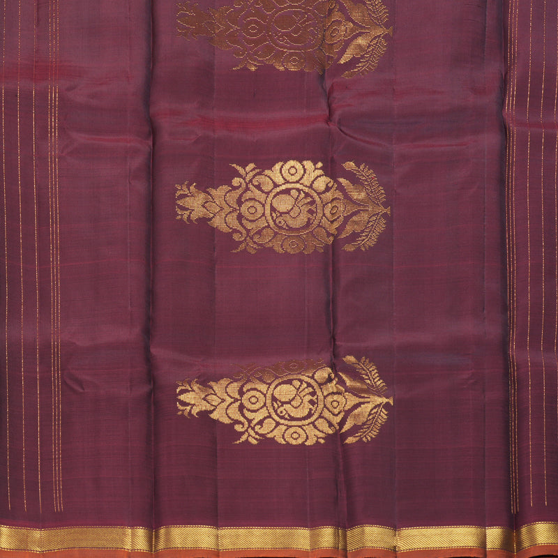 Hayagrivas Handloom Bottle Green Kanjivaram Silk Saree with Burgundy Border SSKBF60E2-4