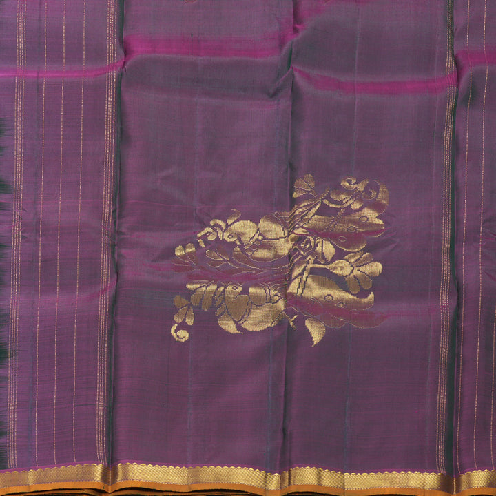 Hayagrivas Handloom Bottle Green Kanjivaram Silk Saree with Purple Border SSKBF60E3-3